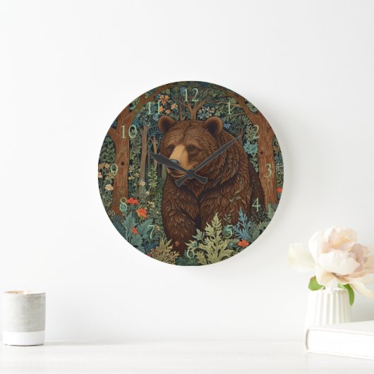 Retro bruin beer boho houtland artwork grote klok (Huis)