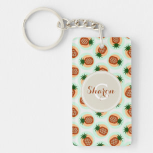 Retro bruin en de patronenmonogram van de sleutelhanger
