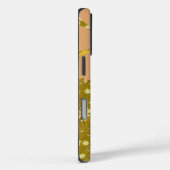 Retro bruin en geel bloemenmonogram Case-Mate iPhone case (Achterkant / Rechts)