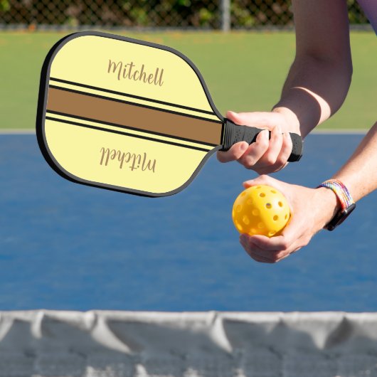 Retro bruin en geel gestreepte pickleball peddel pickleball paddle (Insitu)