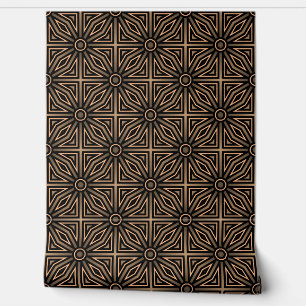 Retro bruin en zwart geometrisch modern klassiek d behang