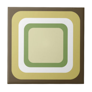 Retro Bruin Groen Wit Tegeltje
