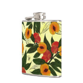 Retro Bruin Oranje Rood-Kersappelfruit Heupfles (Links)