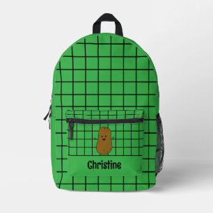 Retro, Bruine Aardappel, Groene Aanpassing Bedrukte Rugzak