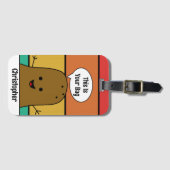 Retro, bruine aardappel, uw tas, op maat bagagelabel (Voorkant (horizontaal))