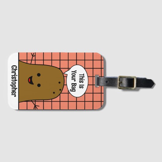 Retro, bruine aardappel, uw tas, op maat bagagelabel (Voorkant (horizontaal))