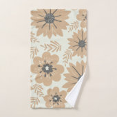 Retro  Bruine Bloemen Bad Handdoek (Handdoek)