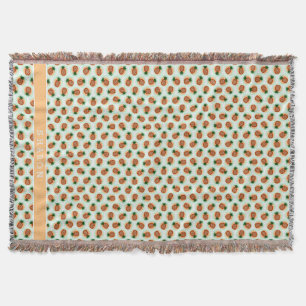 Retro bruine en mint ananas patronen monogram deken