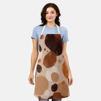 Retro Bruine Stippenprint All-Over Print Schort