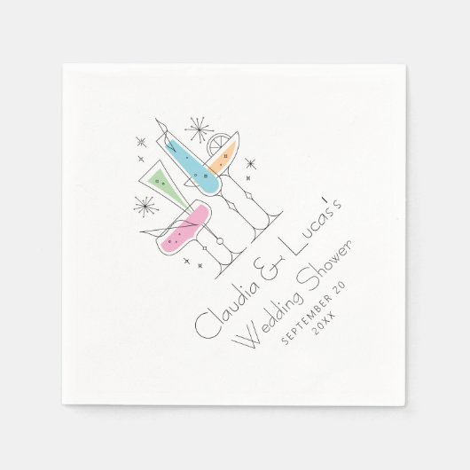 Retro Bruisende Champagne Bruidsdouche Servet (Voorkant)