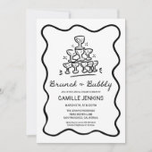 Retro Brunch et Bubbly invitation de douche nuptia (Devant)