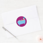 Retro Bubble Bath Girl Ronde Sticker (Envelop)