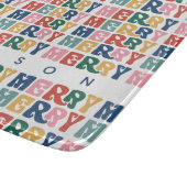 Retro Bubble Letter Aangepaste Kerst Snijplank (Hoek)