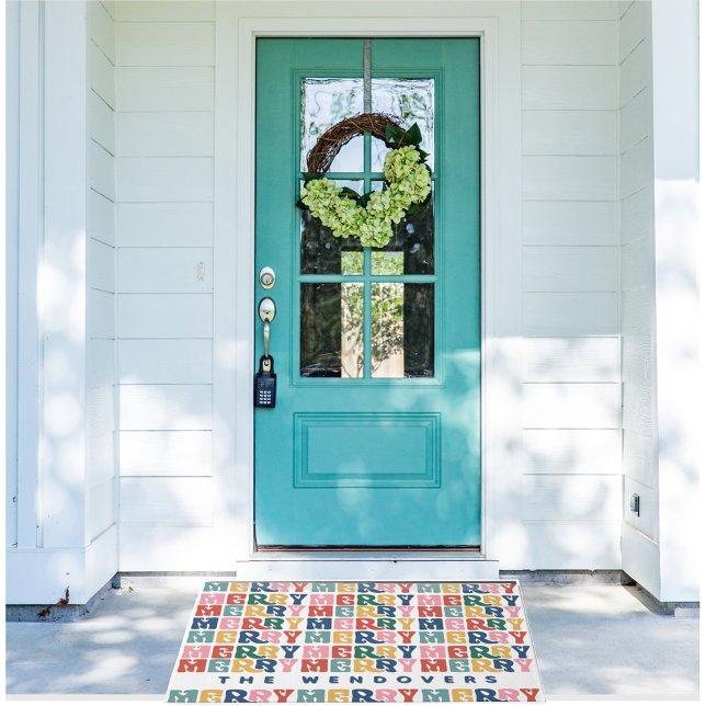 Retro Bubble Letter Aangepaste Kerstmis Deurmat (Creator heeft geüpload)