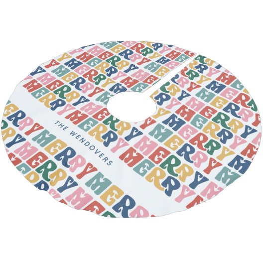 Retro Bubble Letter Aangepaste Kerstmis Kerstboom Rok (Gekanteld)