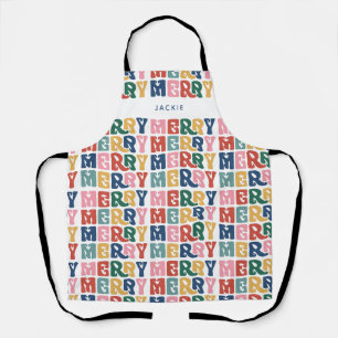 Retro Bubble Letter Aangepaste Kerstmis Schort
