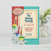 Retro Bubble Lights Kerst Vakantie Feest Uitnodige Kaart (Staand voorkant)