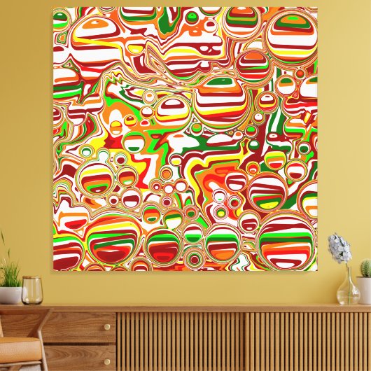 Retro Bubbles Abstracte moderne kunst Canvas Afdruk (Insitu (Woonkamer))