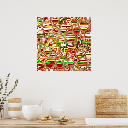 Retro Bubbles digitale kunst Poster (Keuken)