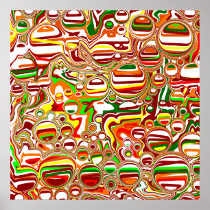 Retro Bubbles digitale kunst Poster