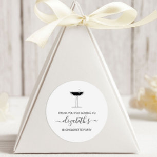 Retro Bubbly Champagne Coupe Glas Bachelorette Ronde Sticker