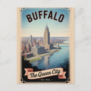 Retro Buffalo New York Reisposter Feestdagenkaart