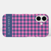 Retro Buffalo Pset Pink Blue Persoonlijke naam Case-Mate iPhone Case (Achterkant (horizontaal))