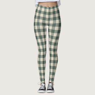 Retro Buffalo Pset Tartan Patroon Forest Green Leggings