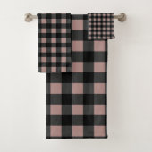 Retro Buffalo Speld in zwart en Blush roze Bad Handdoek (Insitu)