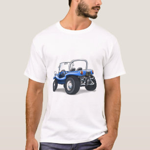 retro buggy open topped in blauw t-shirt