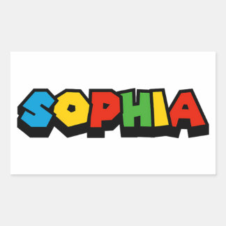 Retro Building Block Font – Sophia Rechthoekige Sticker