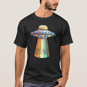 Retro buitenaardse ruimte UFO-abductie Sci Fi T-shirt