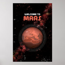 Retro Buitenruimte Mars - Kunst voor zonnestelsel Poster