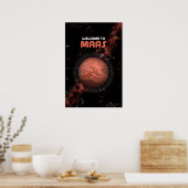 Retro Buitenruimte Mars - Kunst voor zonnestelsel Poster (Keuken)