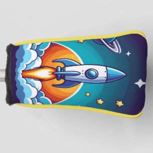 Retro, buitenruimte raket golfheadcover