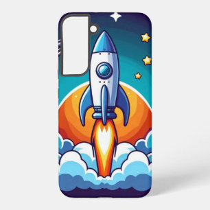 Retro, buitenruimte raket samsung galaxy hoesje