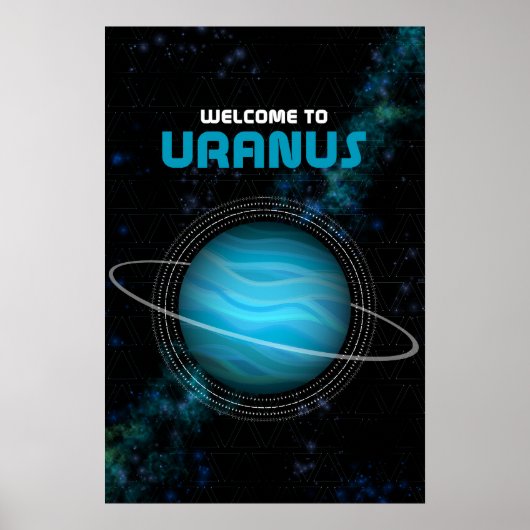 Retro Buitenspatie met de Planet Uranus Poster (Voorkant)