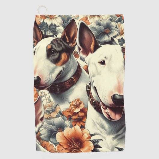 Retro Bull Terrier Naadloos schilderen Golfhanddoek (Voorkant)