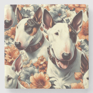 Retro Bull Terrier Naadloos schilderen Stenen Onderzetter