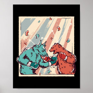 Retro Bull vs Beer Boksen liefhebbers Poster