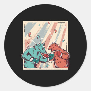 Retro Bull vs Beer Boksen liefhebbers Ronde Sticker
