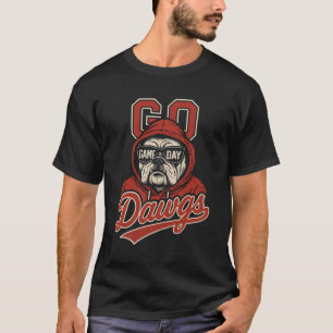 Retro Bulldog Atletiek Koele Wedstrijd Dag T-shirt