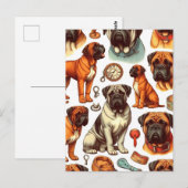 Retro Bullmastiff naadloos Briefkaart (Voorkant / Achterkant)