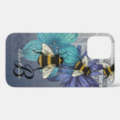 Retro Bumble Bee floral monogram Case-Mate iPhone Case (Achterkant (horizontaal))