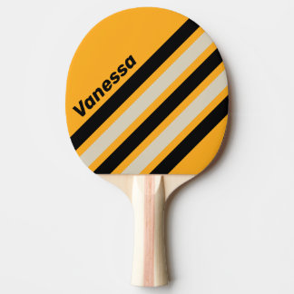 Retro Bumblebee Buzz Schuin Strepen met Naam Tafeltennisbatje