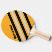 Retro Bumblebee Buzz Schuin Strepen met Naam Tafeltennisbatje (Zijkant)