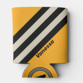 Retro Bumblebee Buzz Stripes with Name Blikjeskoeler (Achterkant)