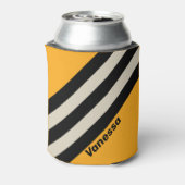 Retro Bumblebee Buzz Stripes with Name Blikjeskoeler (Blikje Achterkant)