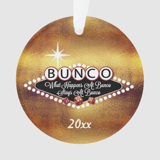 Retro Bunco Faux Gold Funny Wat er gebeurt Ornament (voorkant)