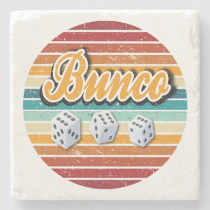 Retro  Bunco Player Dice Stenen Onderzetter